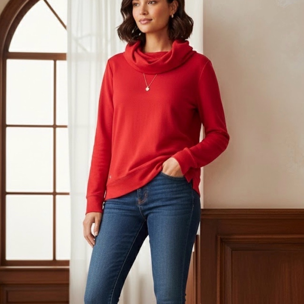 Lauren Ralph Lauren Soft Cowl Neck Longsleeves Chic Blouse Size XL